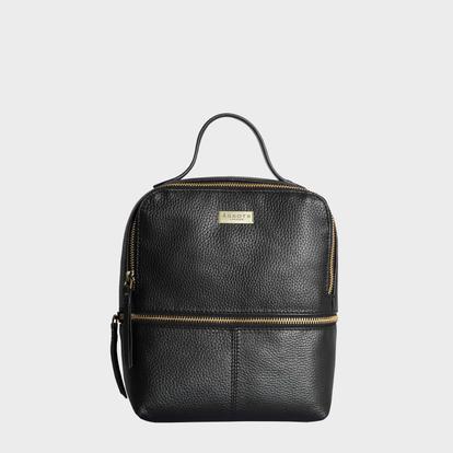 Black 'Ella' Pebble Grain Mini Real Leather Backpack