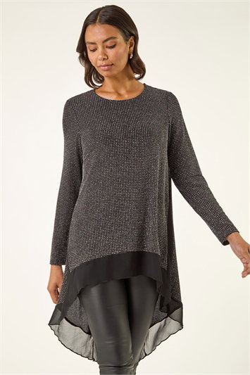 Sparkly Chiffon Hem Stretch Top 19492508