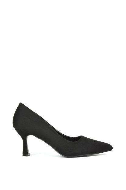 Black 'Lisa' Mid Stiletto Court Shoe Heels With A Pointed Toe