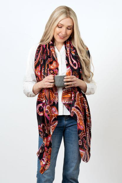 Purple Paisley Print Lightweight Scarf