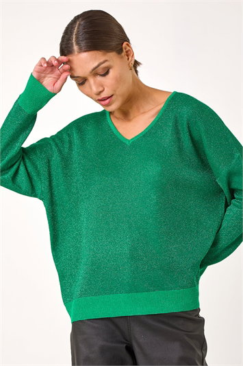 V-Neckline Sparkle Knit Jumper 16151834