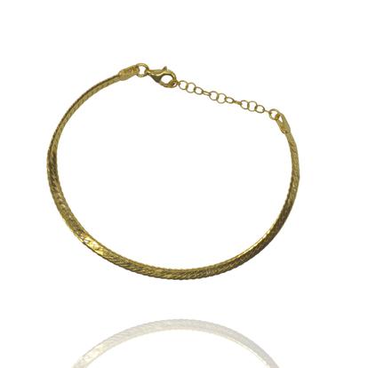Metallic Italian Sterling Silver Herringbone Bracelet