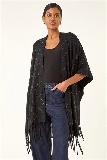 Sparkly Diamond Knit Poncho 16210708
