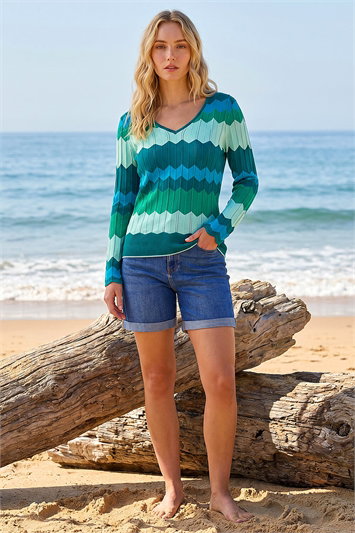 Wave V-Neck Knit Jumper 16329509