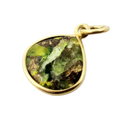 Metallic Gold Vermeil Round Bezel Pendant August Birthstone Peridot