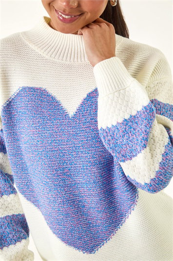 Petite Colour Block Heart Knit Jumper 16238009