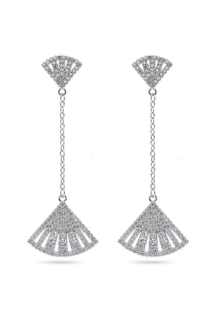 Metallic Silver Colored Seashore Long Earrings
