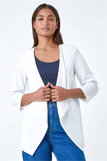 3/4 Sleeve Lace Back Waterfall Jacket 15027538