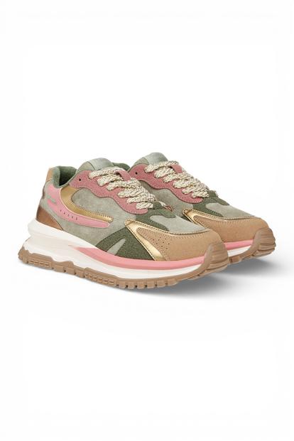Pink Womens "Leo" Retro Lace Up Sneakers Trainers
