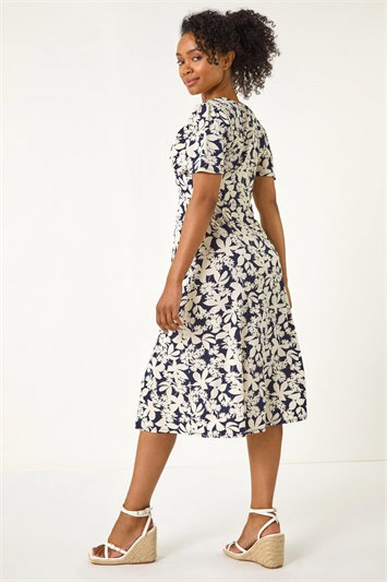 Petite Floral Ruched Stretch Midi Dress 14652260
