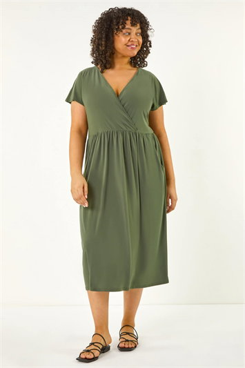 Curve Wrap Front Stretch Dress 14695140