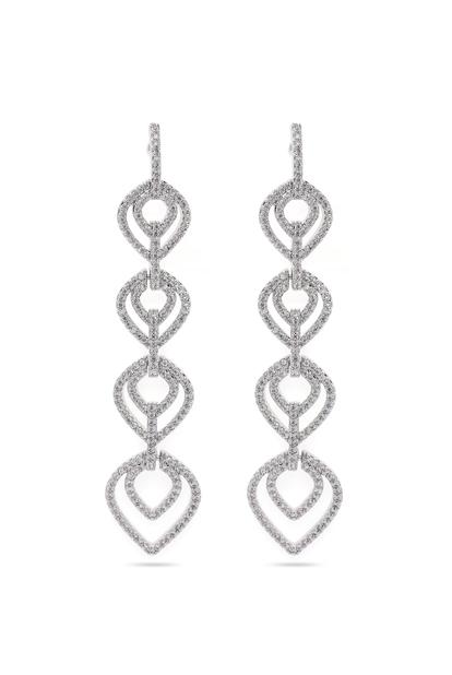 Metallic Silver Colored Teardrop Dangle Earrings