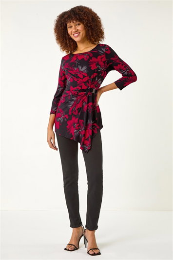 Floral Print Asymmetric Top 19369578