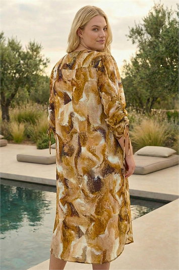 Curve Swirl Print V-Neck Midi Dress 14769714