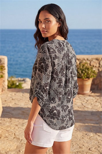Puff Print Notch Neck Shirt 19480608