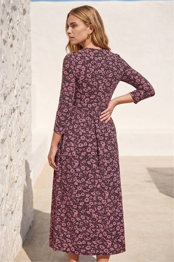 Floral Print Ruched Midi Dress 14974172