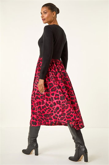 Animal Print Twist Front Midi Dress 14811578