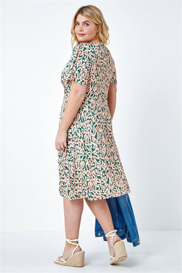 Curve Abstract Print Stretch Wrap Dress 14527672