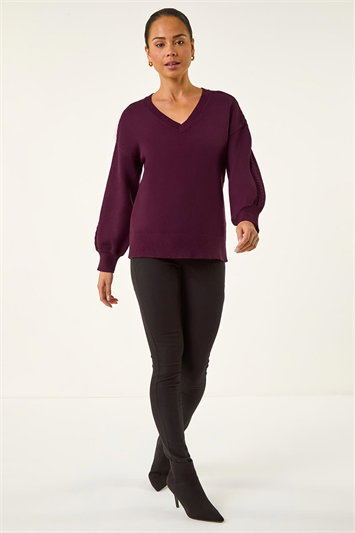 Petite Contrast Sleeve Knit Jumper 16314874