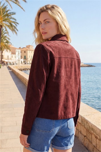 Faux Suede Button Jacket 15041615