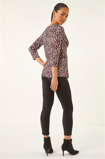 Petite Animal Print Twist Front Top 19501595