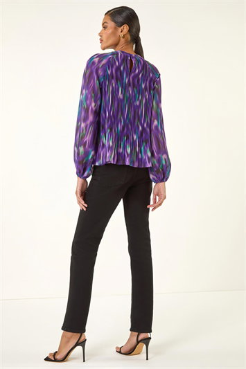 Abstract Print Pleated Top 20233976