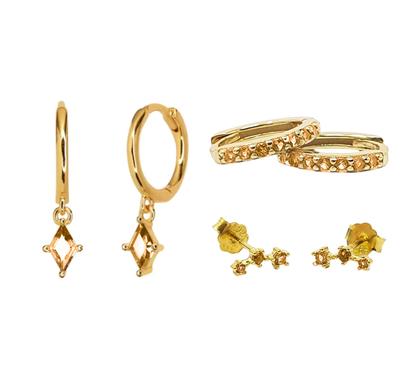 Metallic Citrine November Birthstone Earrings Gift Set For Her