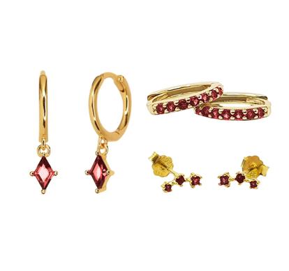 Garnet January Birthstone Earrings Gift Set For Her M000026860