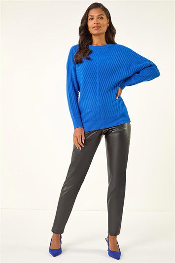 Ribbed Chevron Print Batwing Jumper 16079780