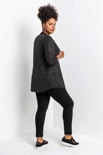 Curve Glitter Button Tunic Top 19123133