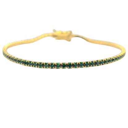 Metallic Emerald Gemstone Gold Vermeil Tennis Bracelet
