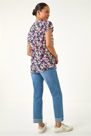 Petite Floral V-Neck Stretch Top 19490160