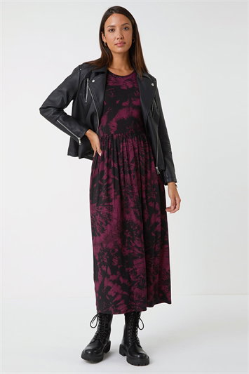 Tie Dye Pocket Stretch Midi Dress 14466575