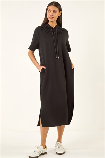Black Trim Detail Midi T-Shirt Dress