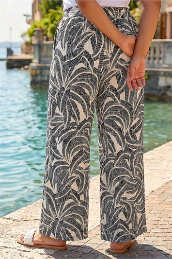 Curve Textured Print Wide Leg Trousers 18122359