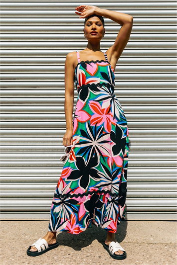 Pink Floral Ric Rac Maxi Dress