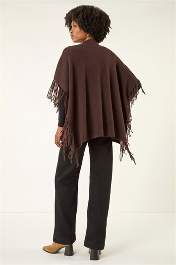 Fringe Hem Knit Poncho 16298319