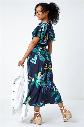 Petite Floral Shirred Midi Dress 14370060