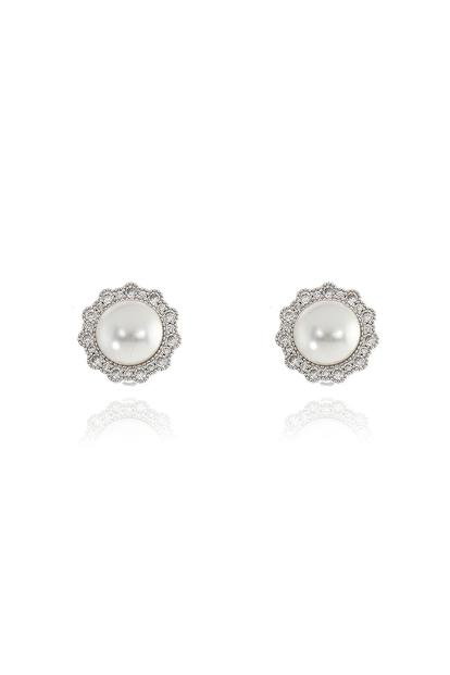 Metallic Cachet London Florantine Pearl Silver Clip On Earrings