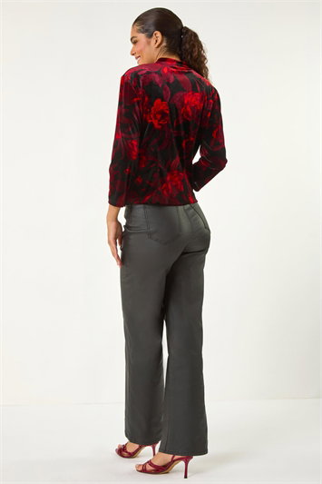 Floral Print Velvet Blouse 10132378