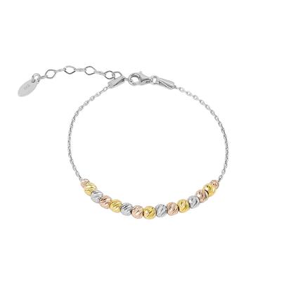Metallic Middle Beaded 3 Color Gold Rose Gold Sterling Silver Handmade Bracelet