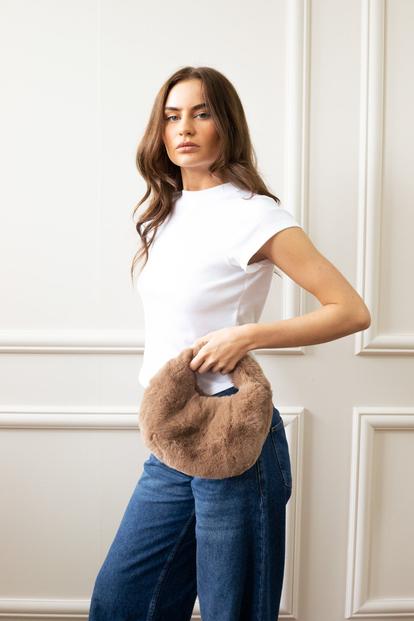 Brown Faux Fur Soft Grab Bag