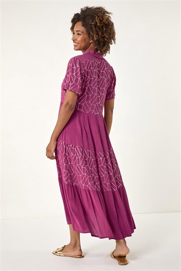 V-Neck Sequin Button Midi Dress 14694676