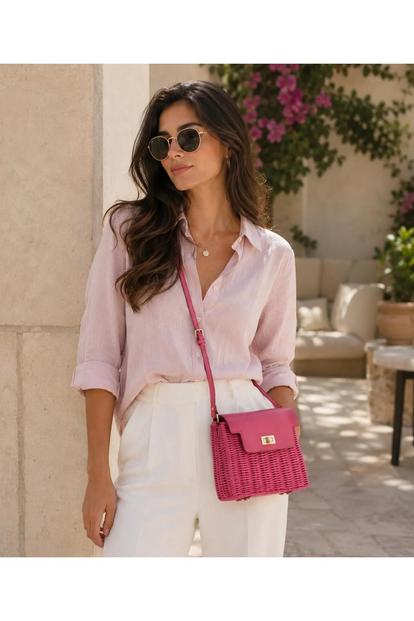 Pink Ollie - Petite Artisan Crossbody Bag - Hot Pink