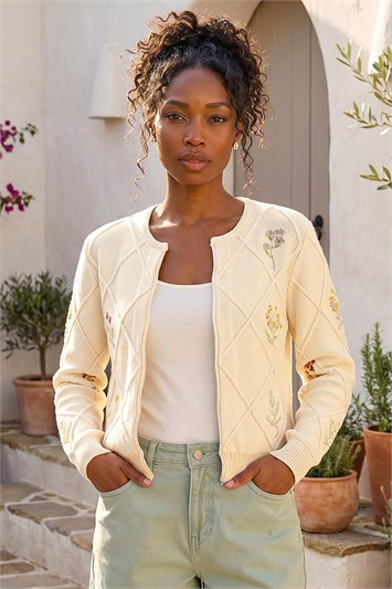 Floral Embroidered Knit Cardigan 16326738