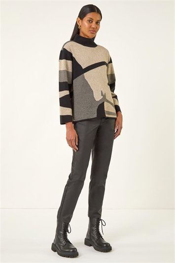 Abstract Knit High Neck Jumper 16204306