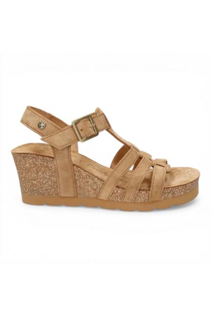 Brown Womens Suede Wedge Heel Sandals-Vero B1