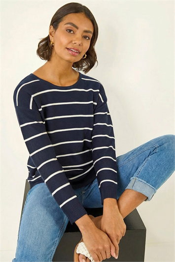 Stripe Curved Hem Knit Jumper 16321460