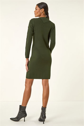 Button Detail Roll Neck Jumper Dress 14323928