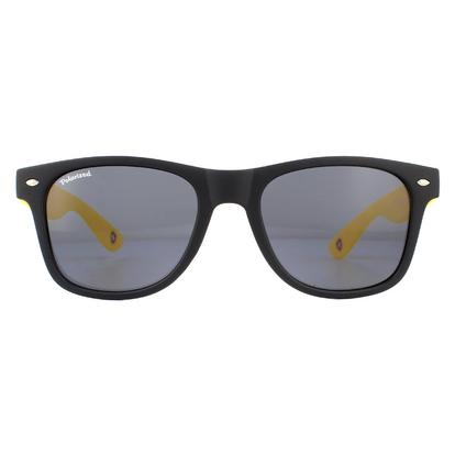Black Rectangle Black With Yellow Rubbertouch Black Polarized Sunglasses
